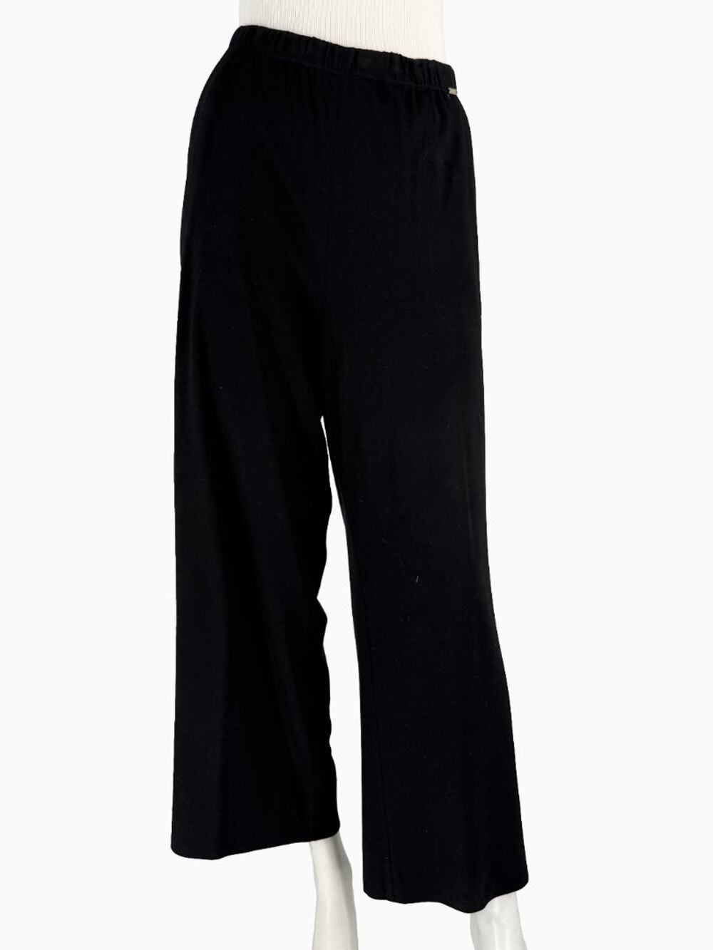 St. John Black Elastic Waist Wide-Leg Pants – Size Large